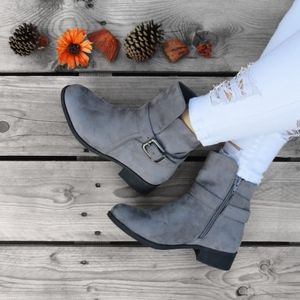 Grey Suede Booties, 8